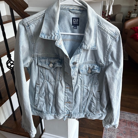 GAP Jackets & Blazers - Gap Light Washed distressed, jean jacket large